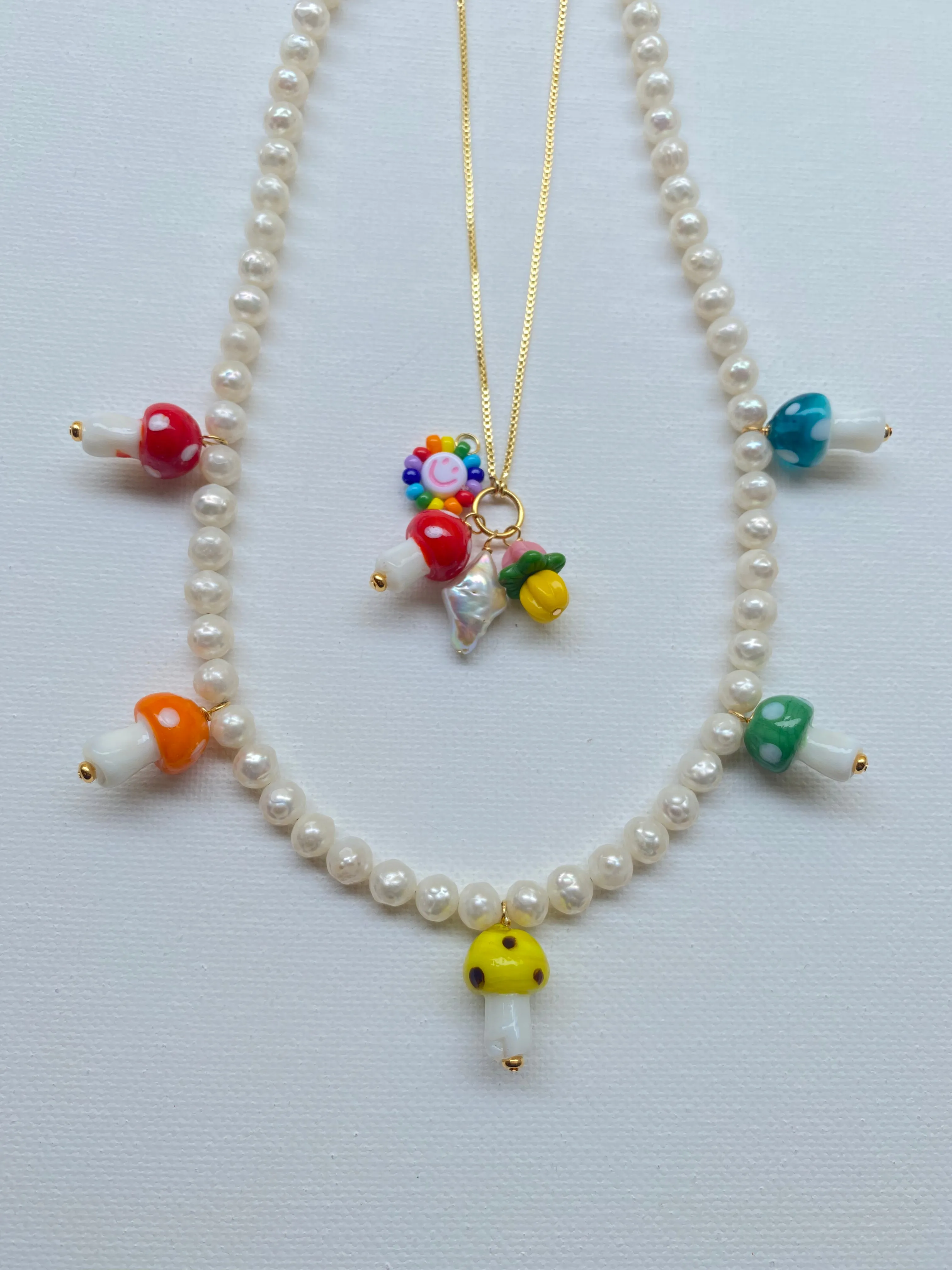 Mushroom and Pearl Necklace or Kit