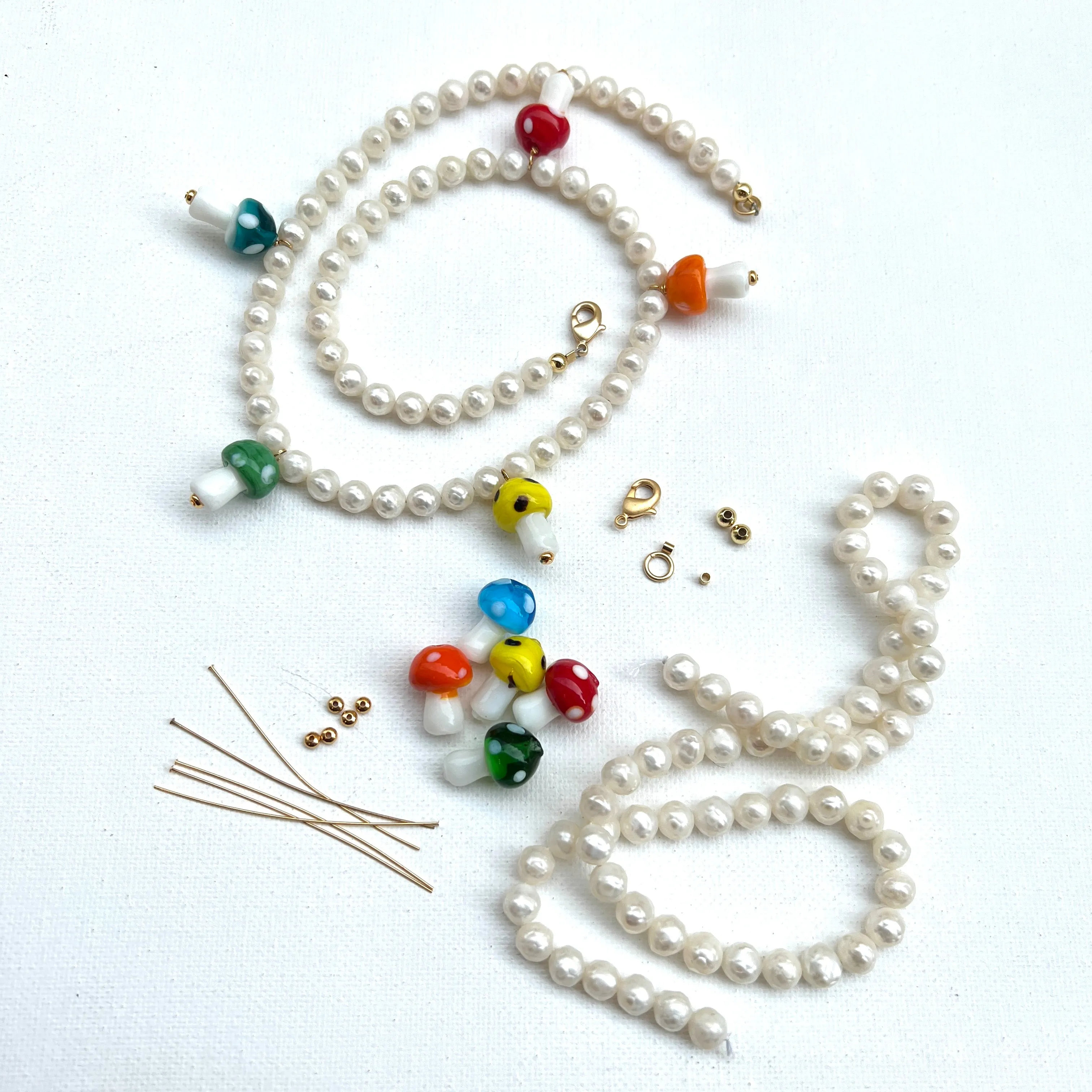 Mushroom and Pearl Necklace or Kit