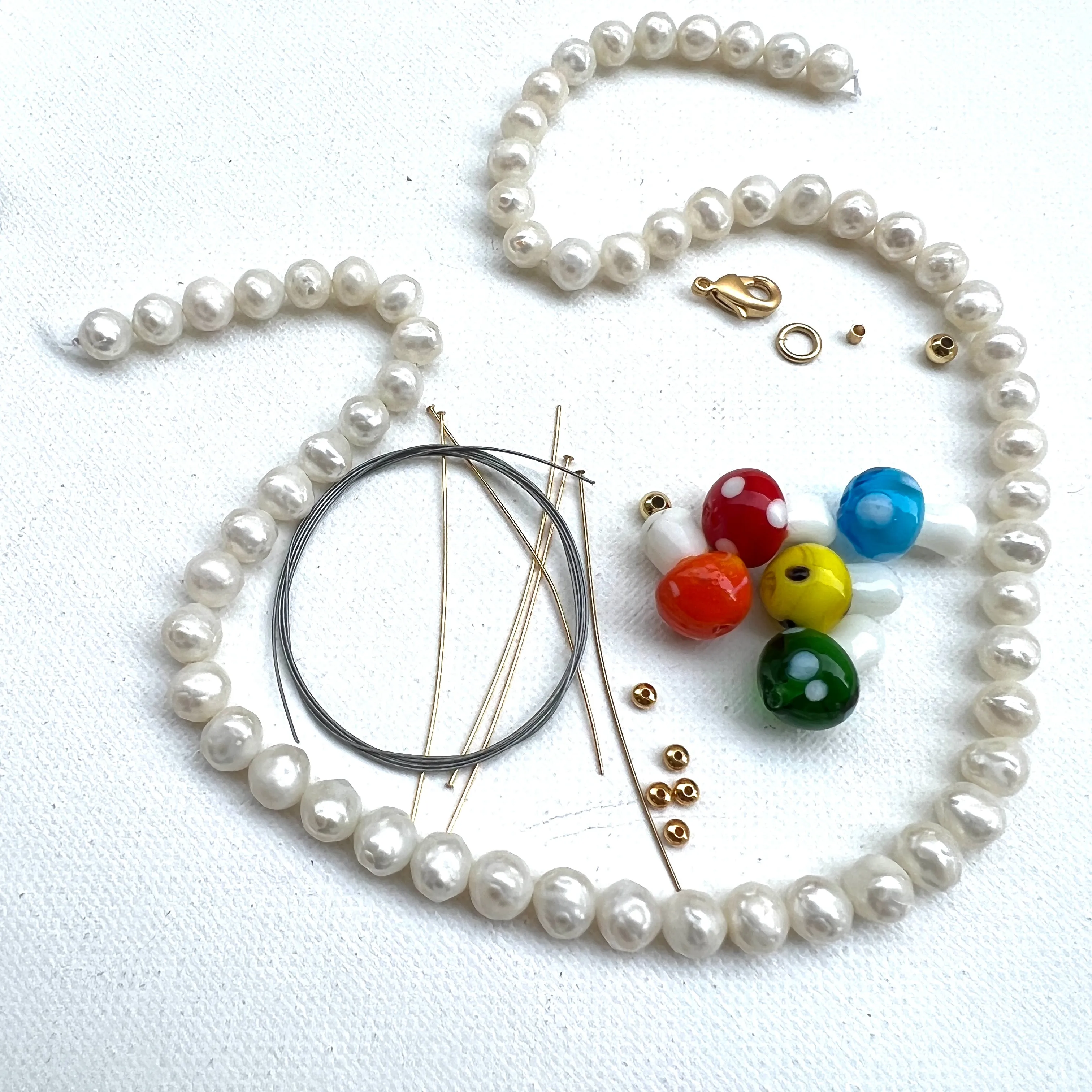 Mushroom and Pearl Necklace or Kit