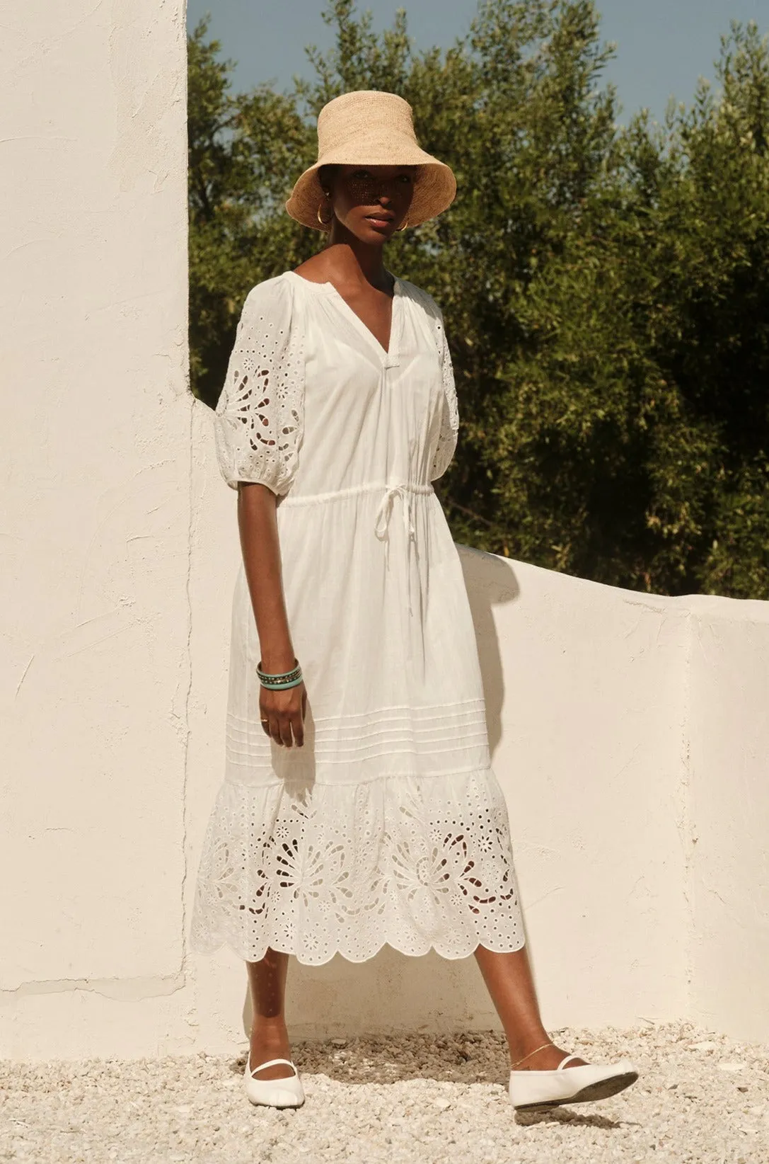 NADIA EMBROIDERED COTTON LACE DRESS