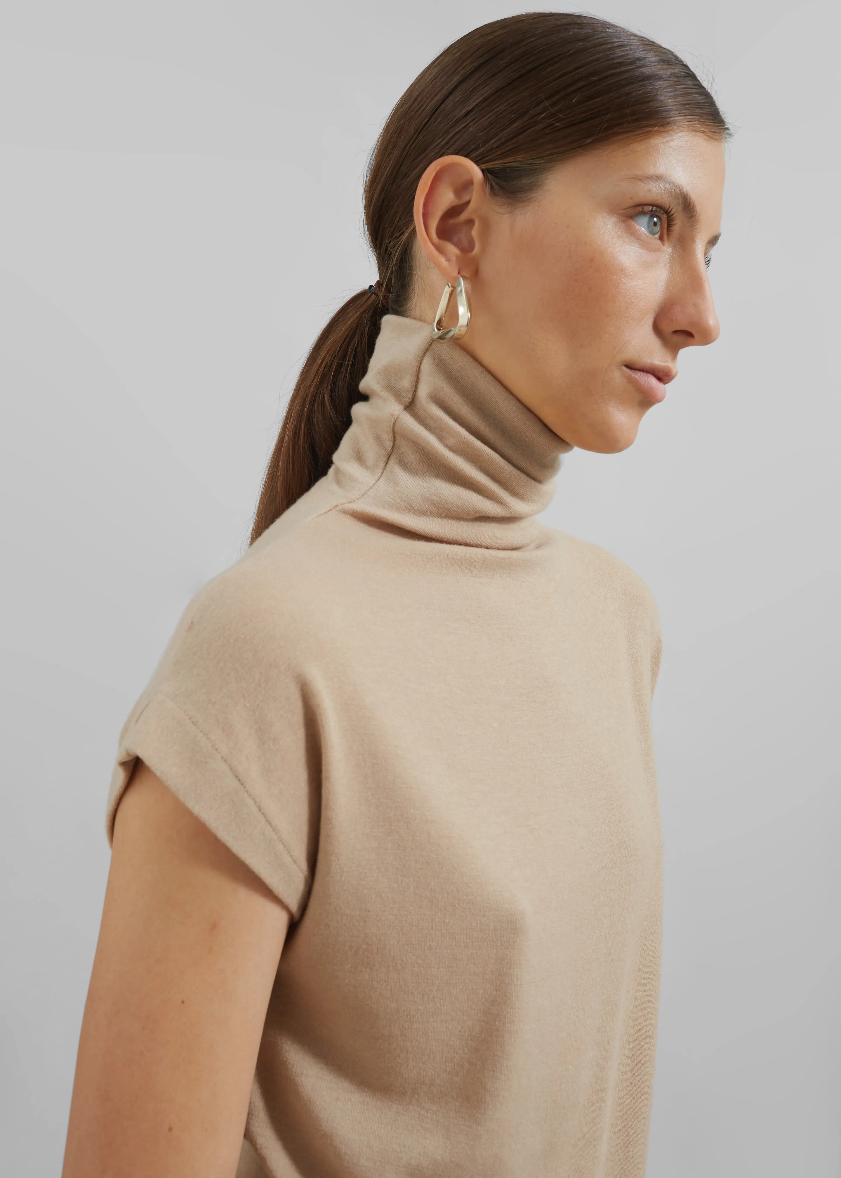 Nile Turtleneck Top - Beige