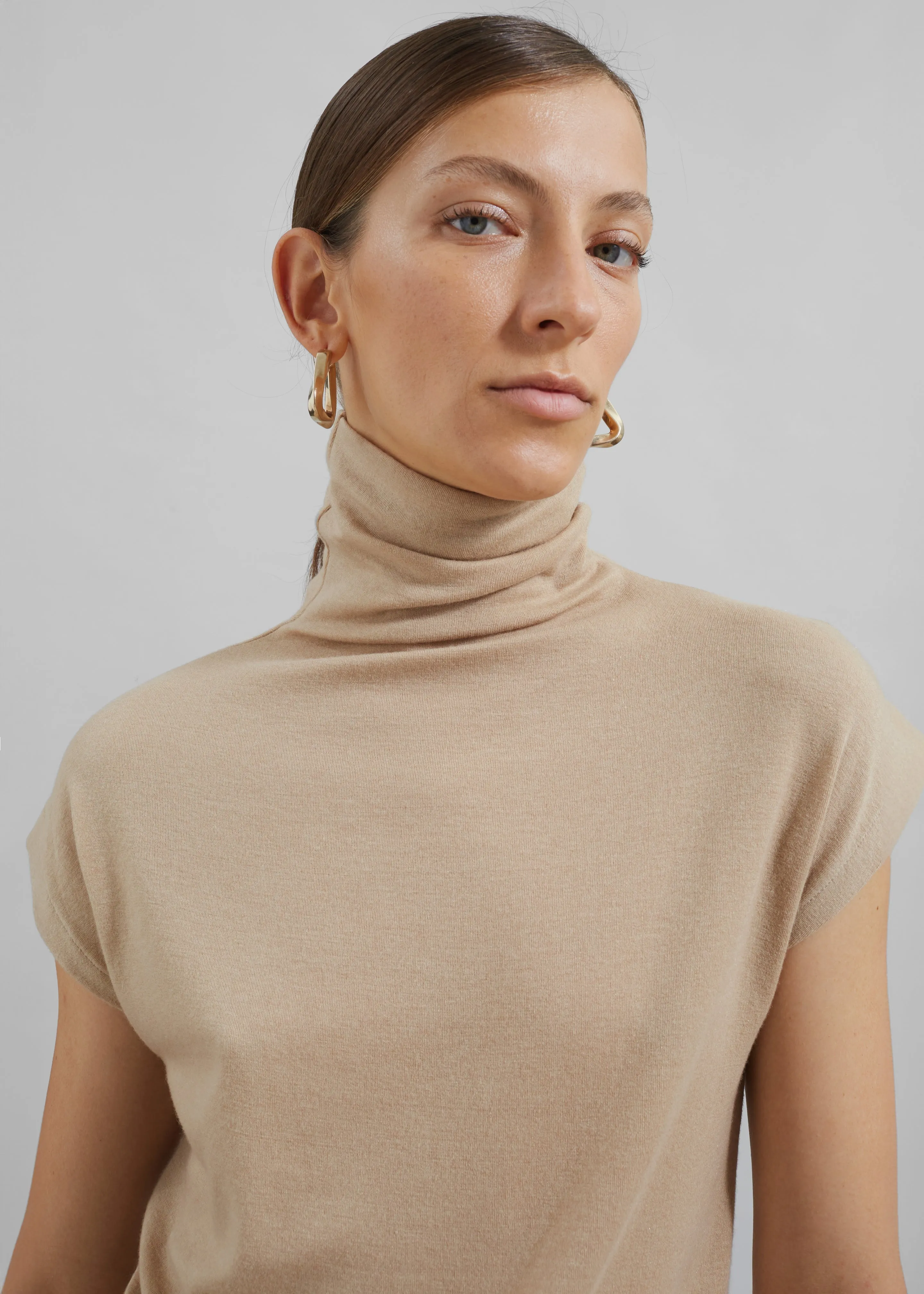 Nile Turtleneck Top - Beige