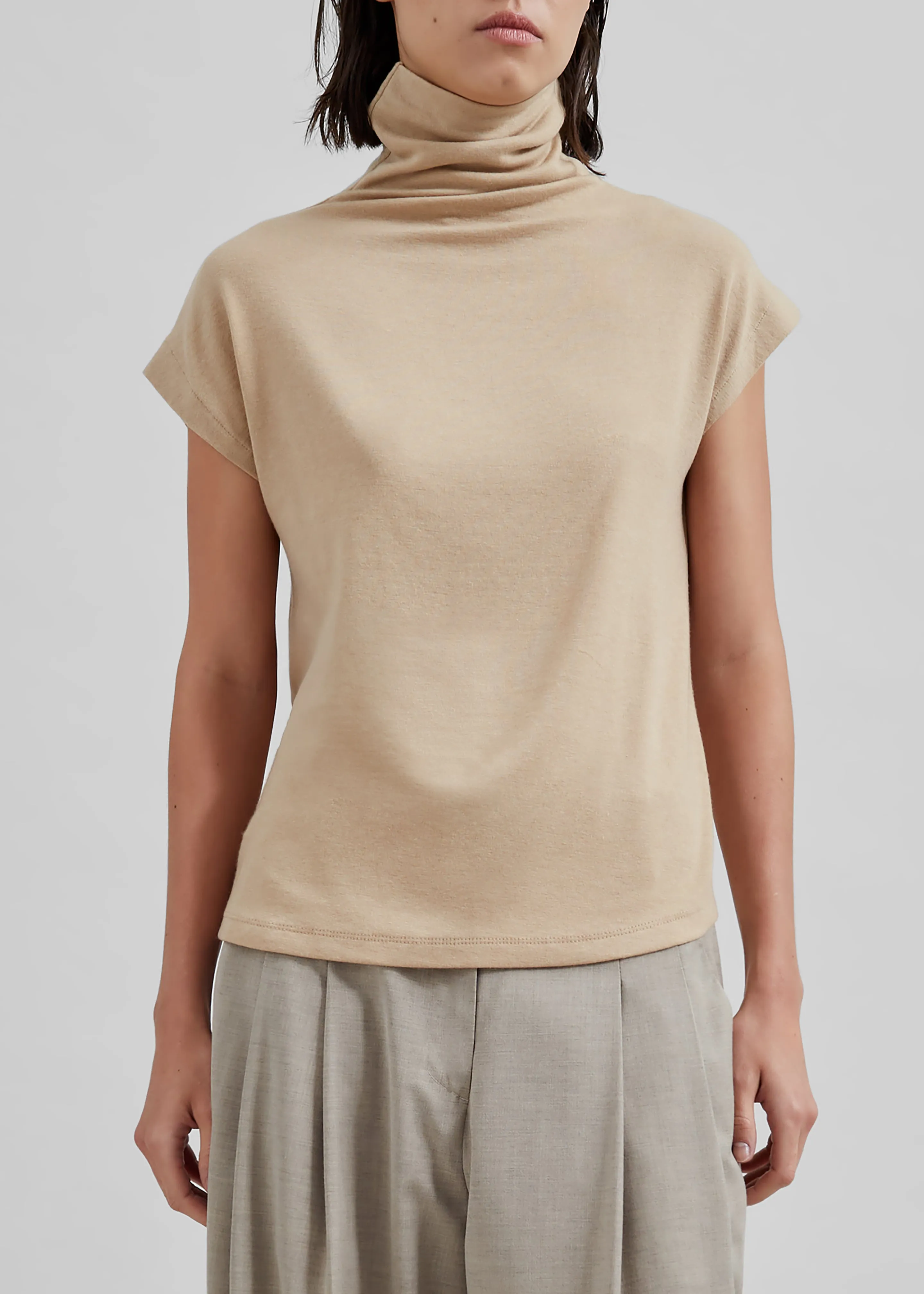 Nile Turtleneck Top - Beige