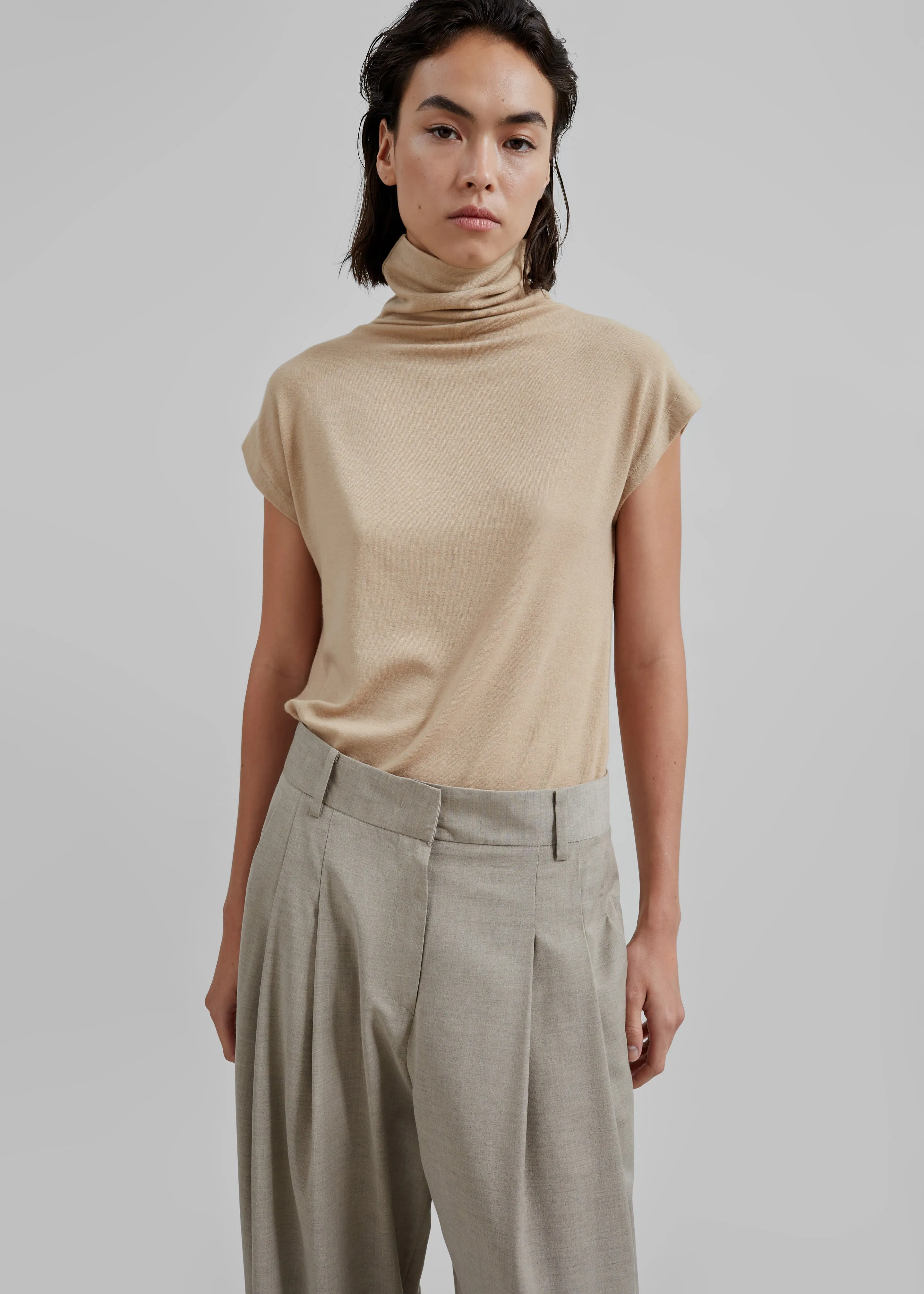 Nile Turtleneck Top - Beige