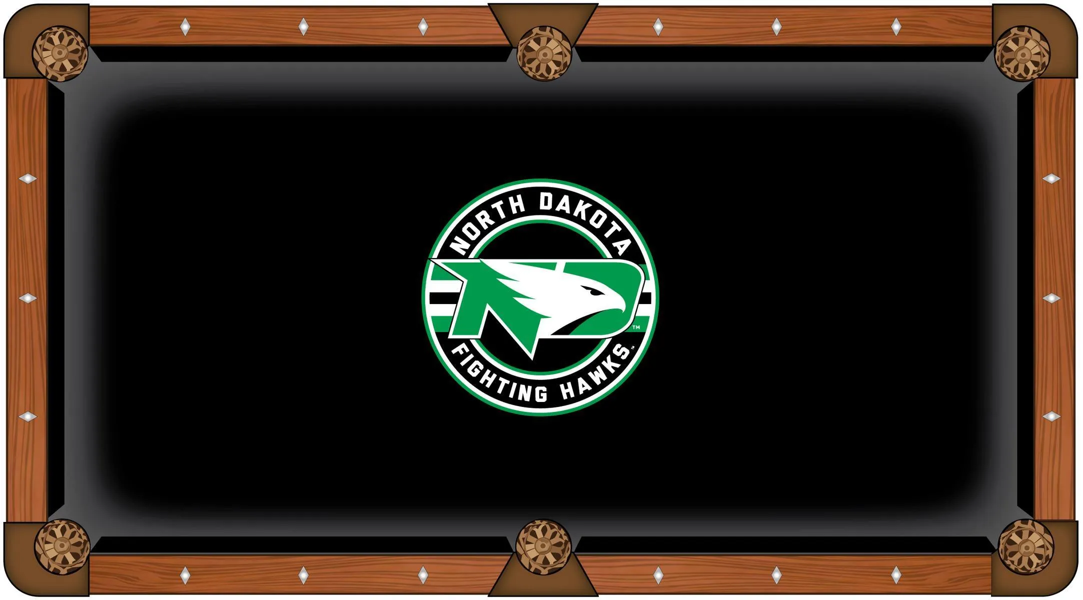 North Dakota Fighting Hawks Green Circular Logo Billiard Pool Table Cloth