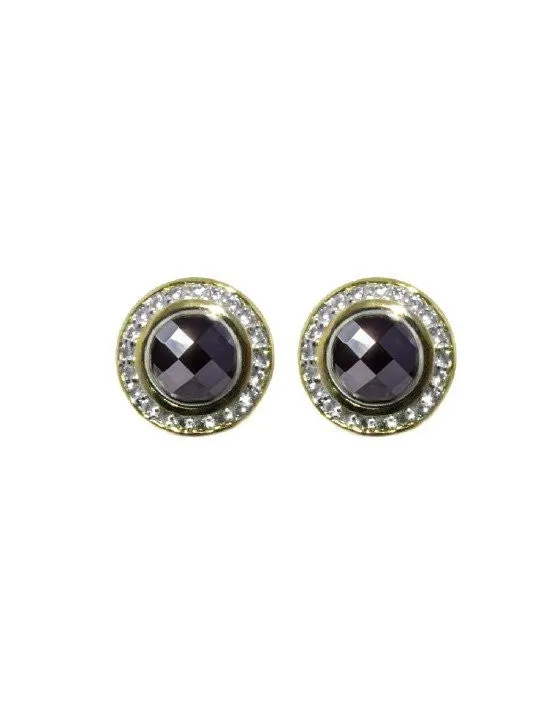 Nouveau Pave Accented Round Post Clip Earrings by John Medeiros - Available in Multiple Colors