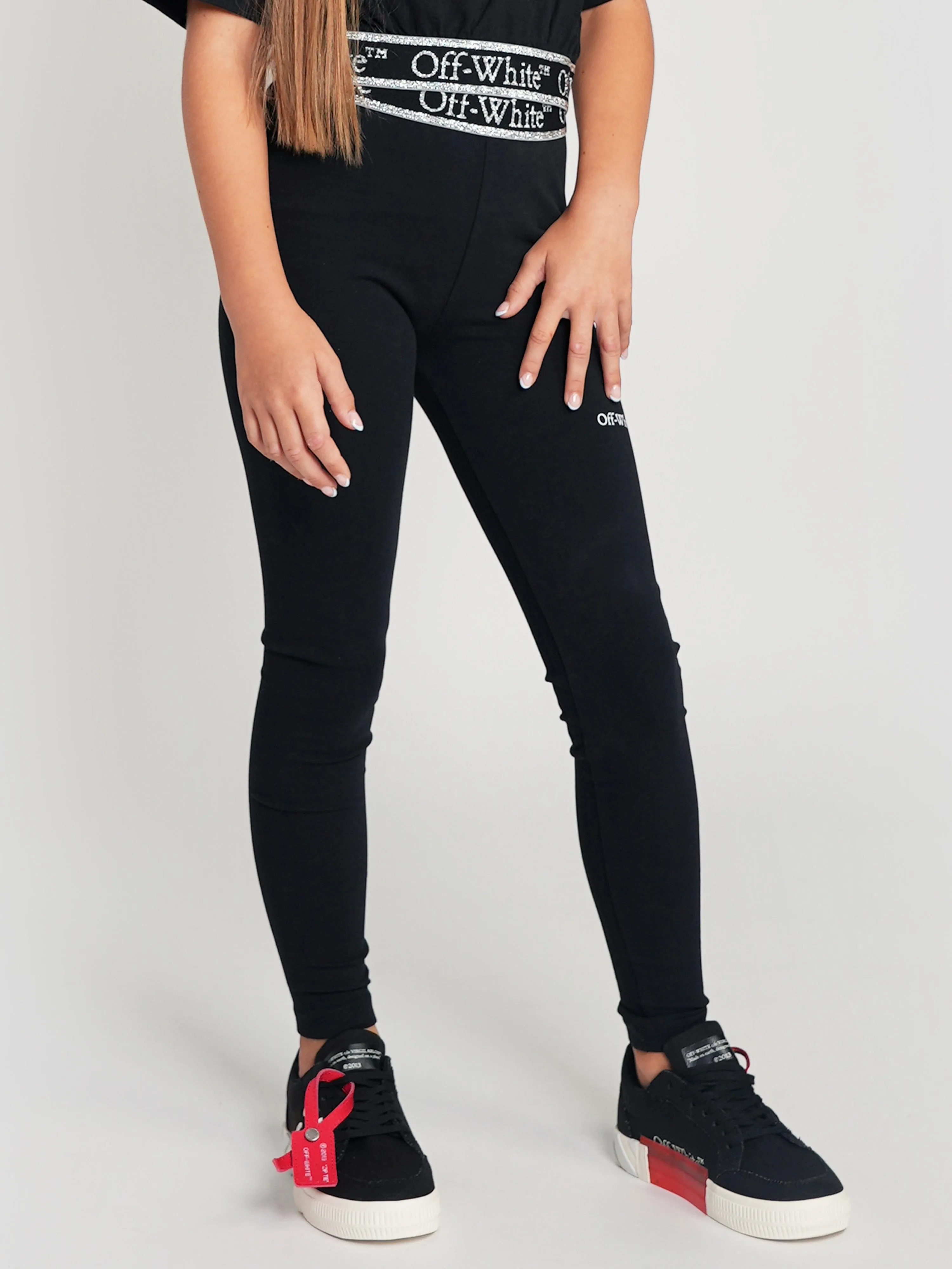 Off-White Girls Bookish Logo Band Leggings in Black