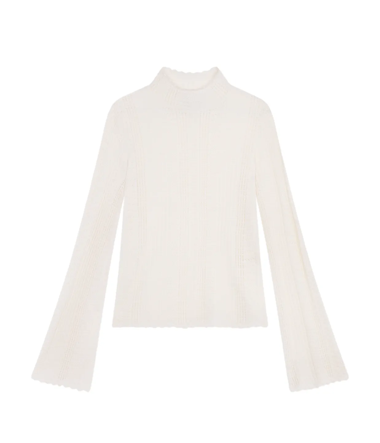 Orion Thin Lace Turtleneck in Ivory