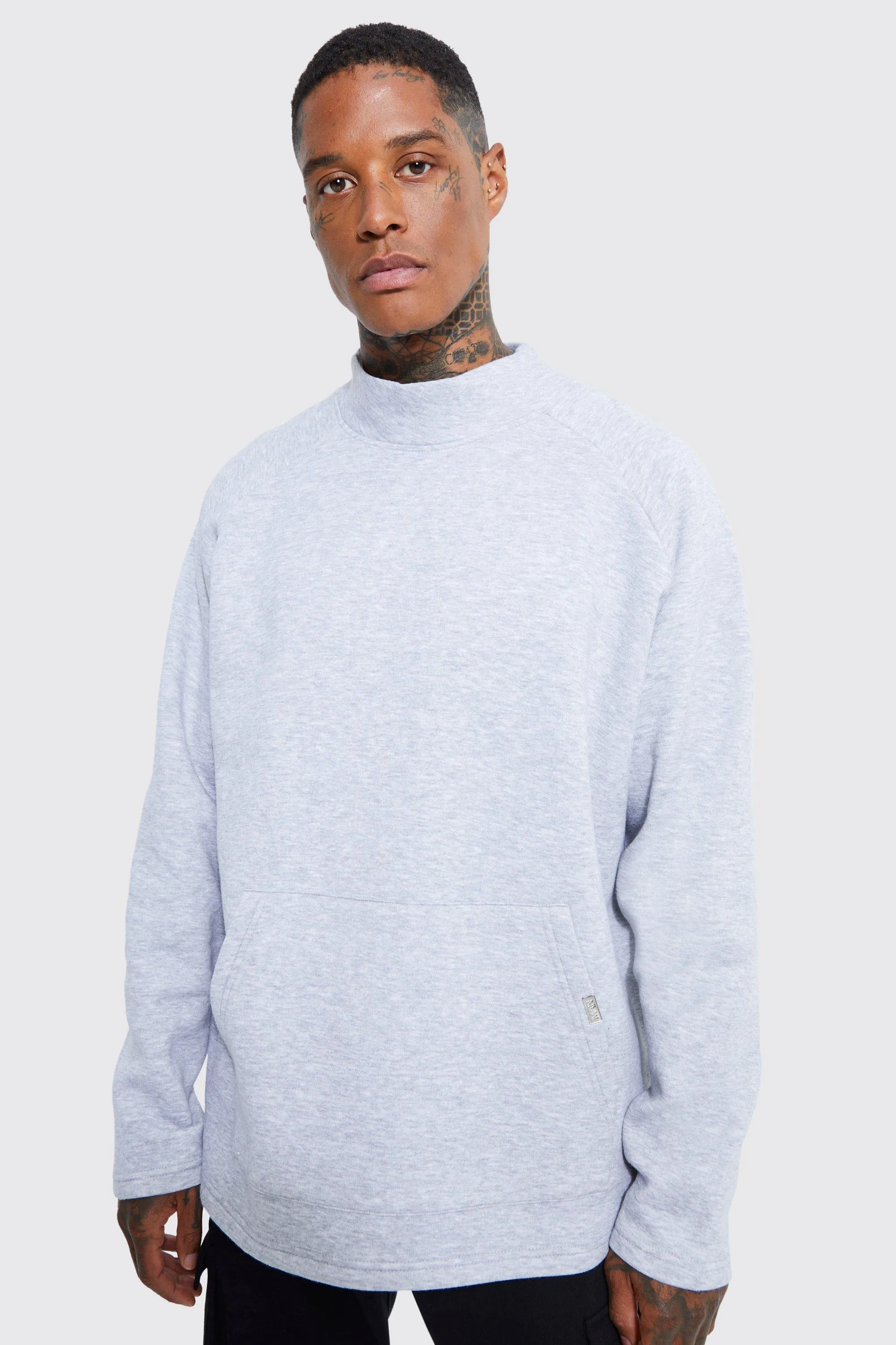 Oversized Extended Neck Raglan Sweatshirt