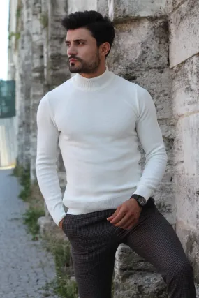 Patrick Knitted Slim-Fit Turtleneck in Ecru