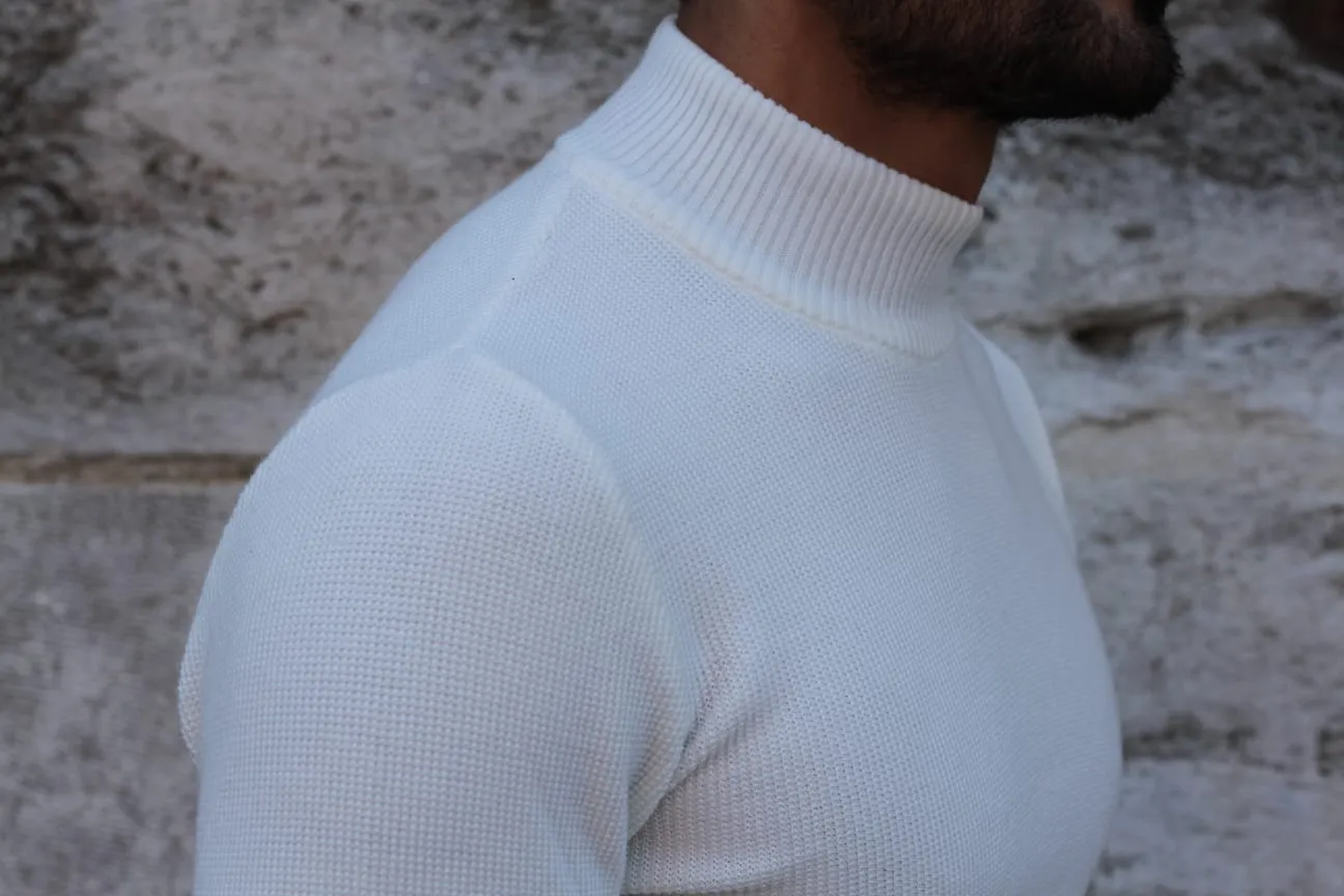 Patrick Knitted Slim-Fit Turtleneck in Ecru