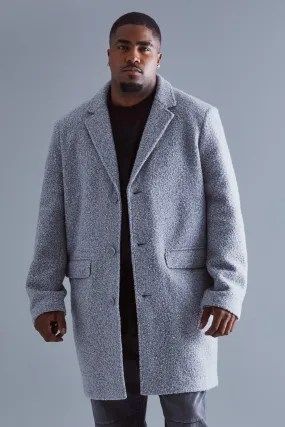 Plus Single Breasted Boucle Overcoat