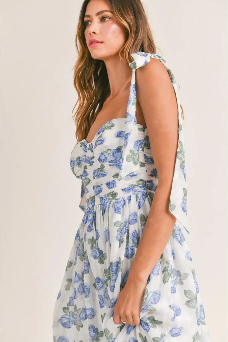 Pre-Order Only! (May '24) - Abigail Blue Florals Midi Dress