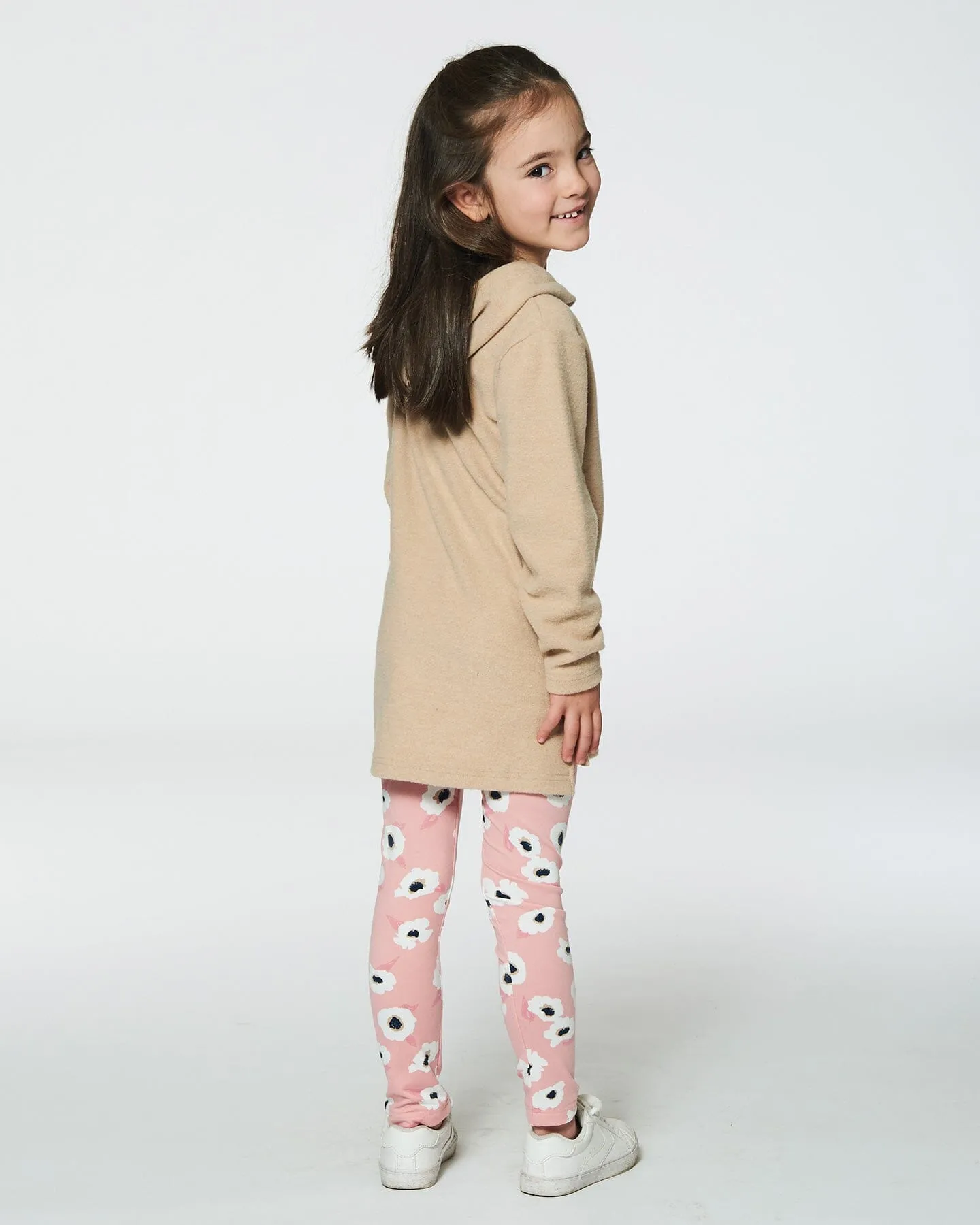 Printed Leggings Pink With White Flowers