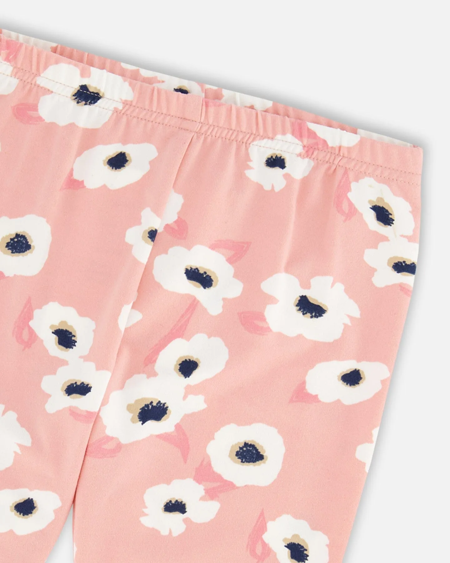 Printed Leggings Pink With White Flowers