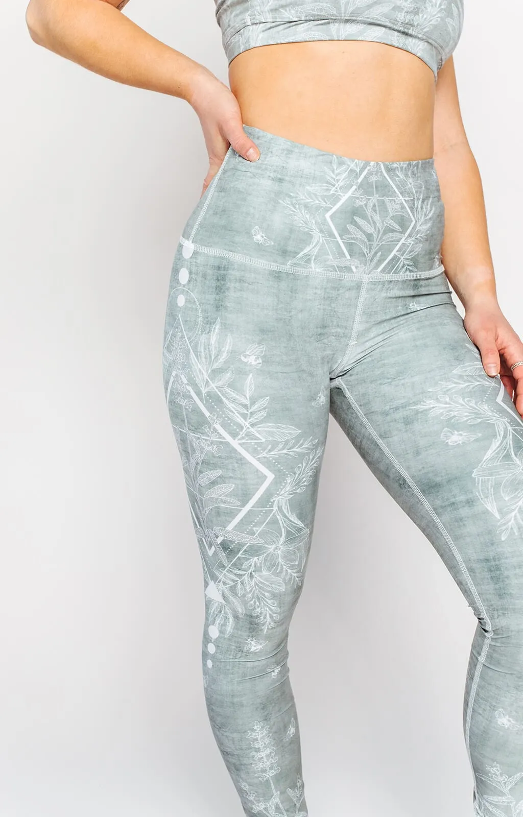 Pure Sage Printed Yoga Leggings