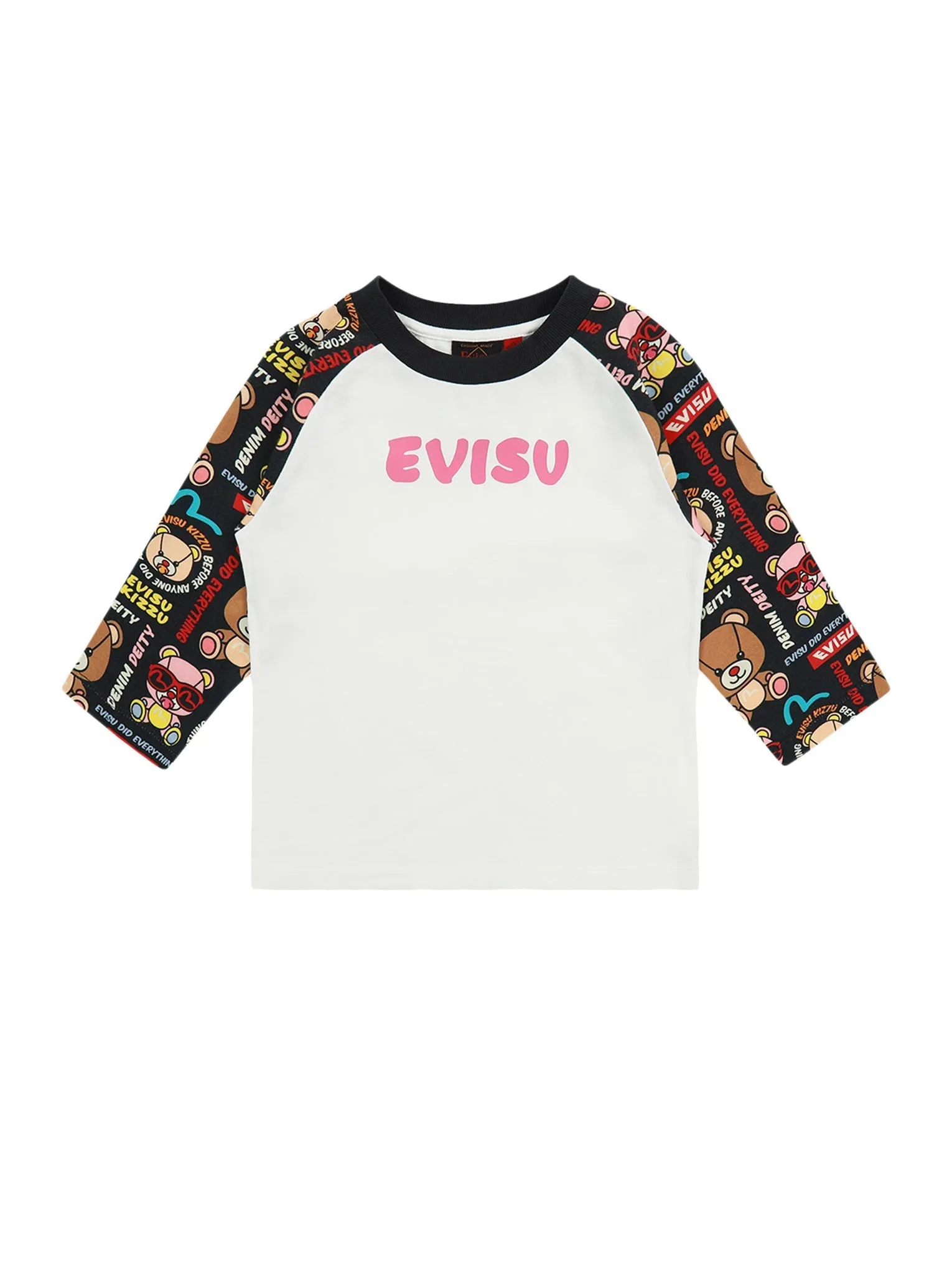 Raglan T-shirt with  Bear-pattern Sleeves