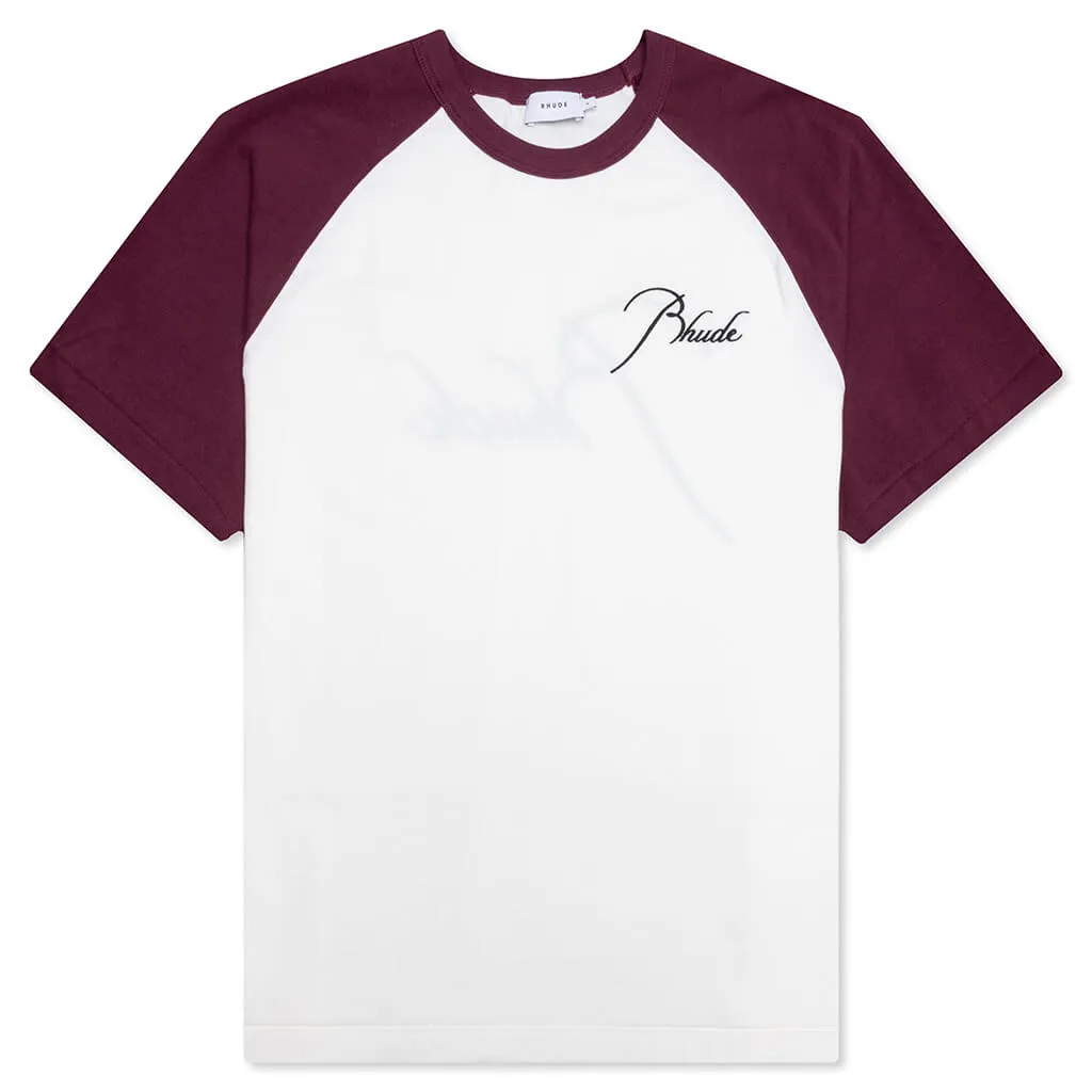 Raglan Tee - Bordeux/White