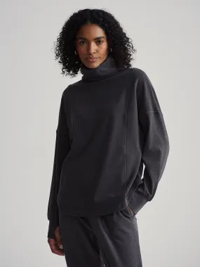 Rainer Roll Neck Top - Black Marl