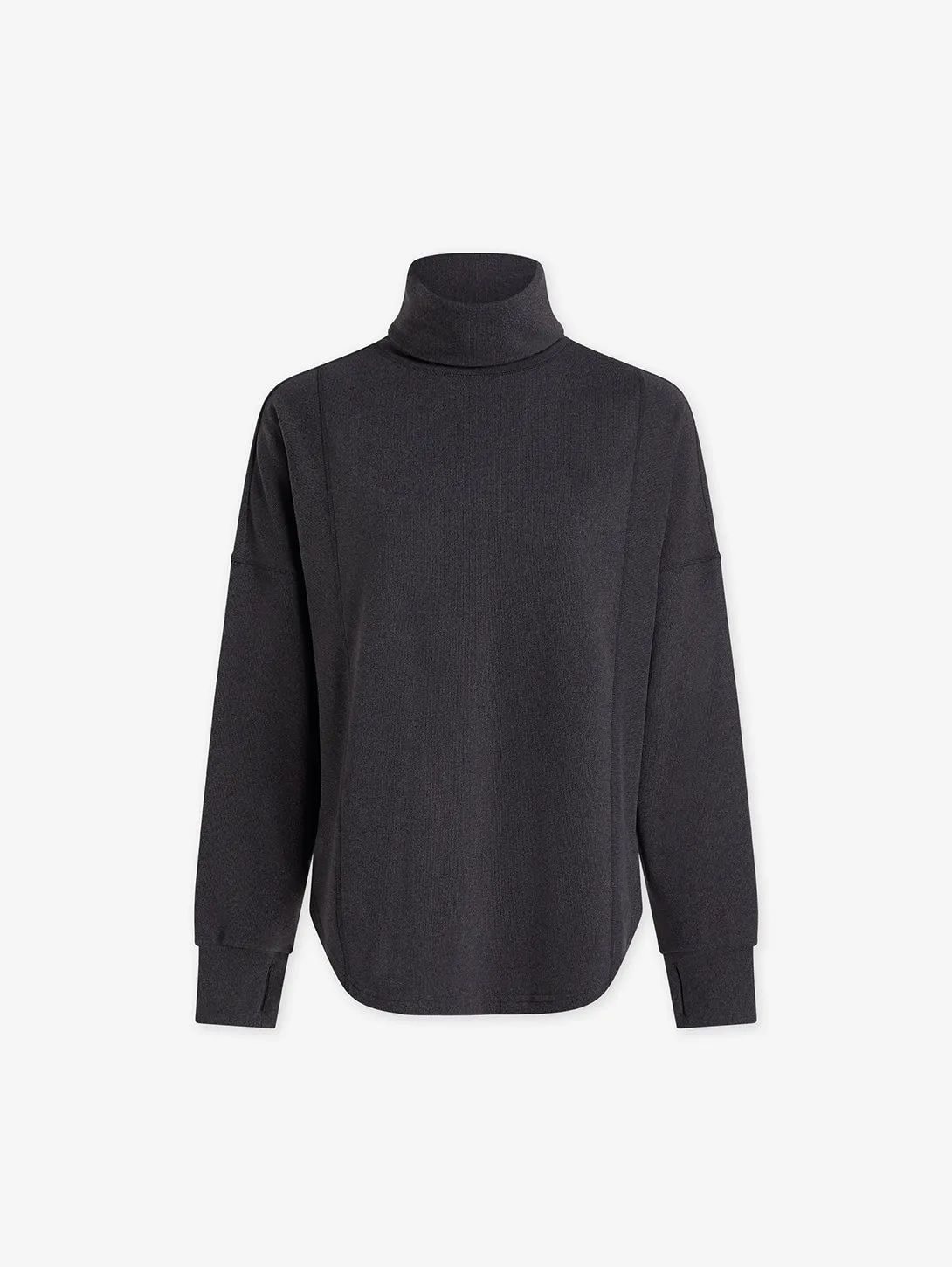 Rainer Roll Neck Top - Black Marl