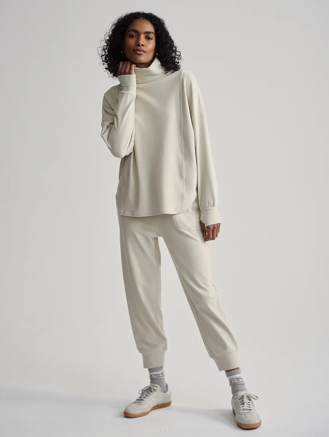 Rainer Roll Neck Top - Cement Marl