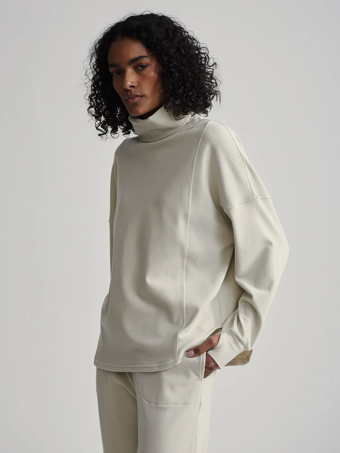 Rainer Roll Neck Top - Cement Marl