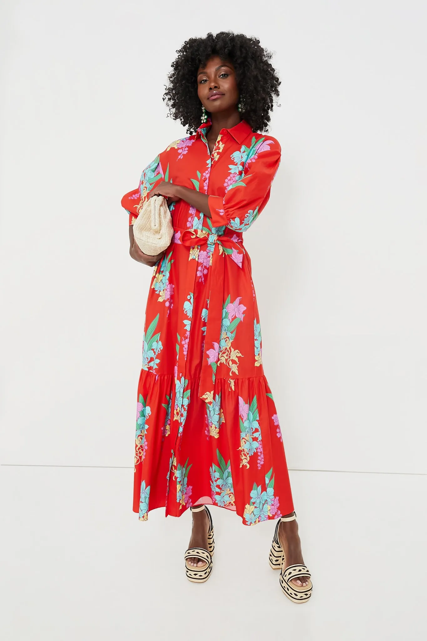 Red Algeria Bianca Cotton Dress