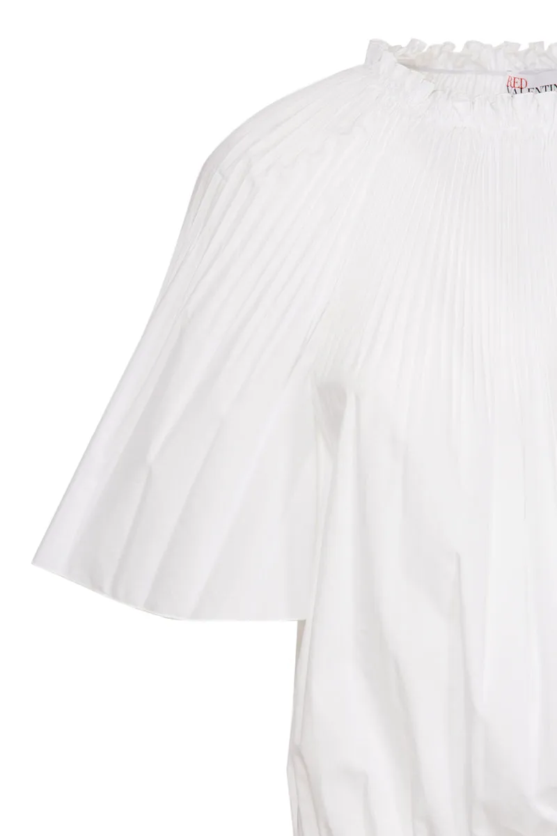 REDValentino Pleated Raglan Sleeved Poplin Blouse