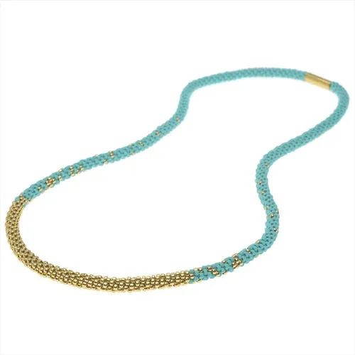 Refill - Long Beaded Kumihimo Necklace - Teal & Gold - Exclusive Beadaholique Jewelry Kit