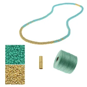 Refill - Long Beaded Kumihimo Necklace - Teal & Gold - Exclusive Beadaholique Jewelry Kit