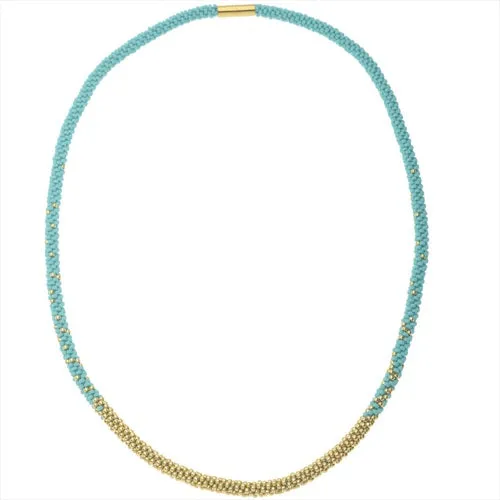 Refill - Long Beaded Kumihimo Necklace - Teal & Gold - Exclusive Beadaholique Jewelry Kit