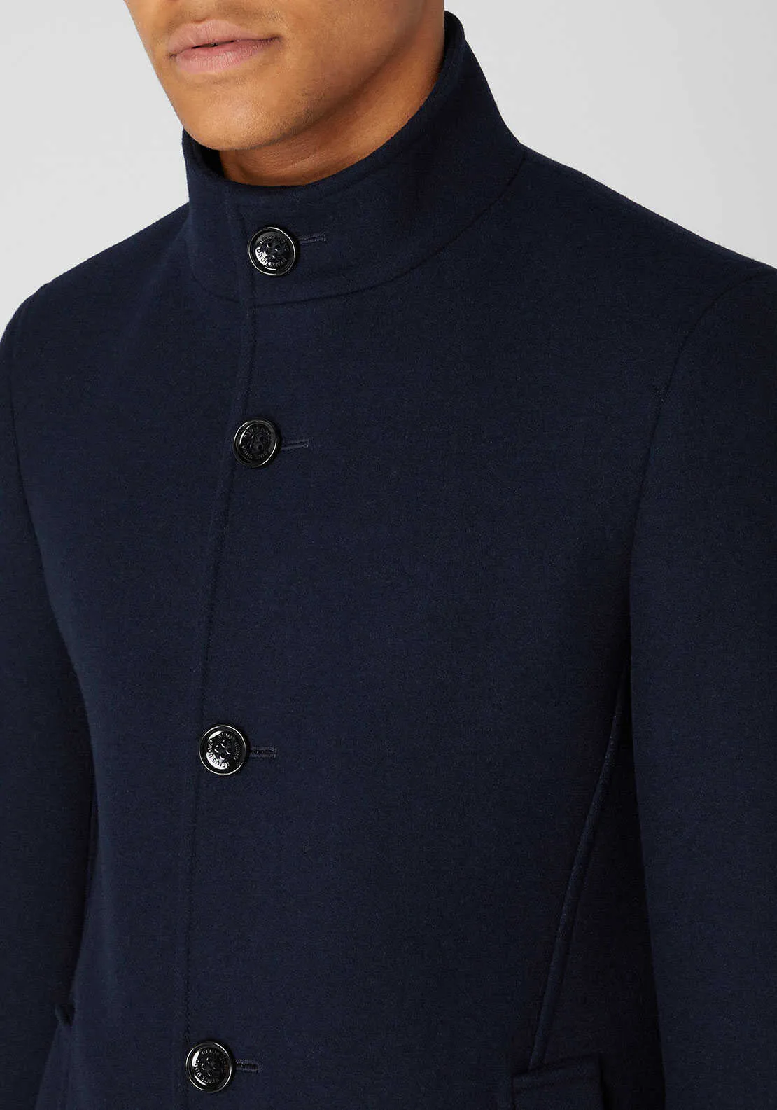 Remus Uomo Jonah Wool Rich Overcoat, Navy