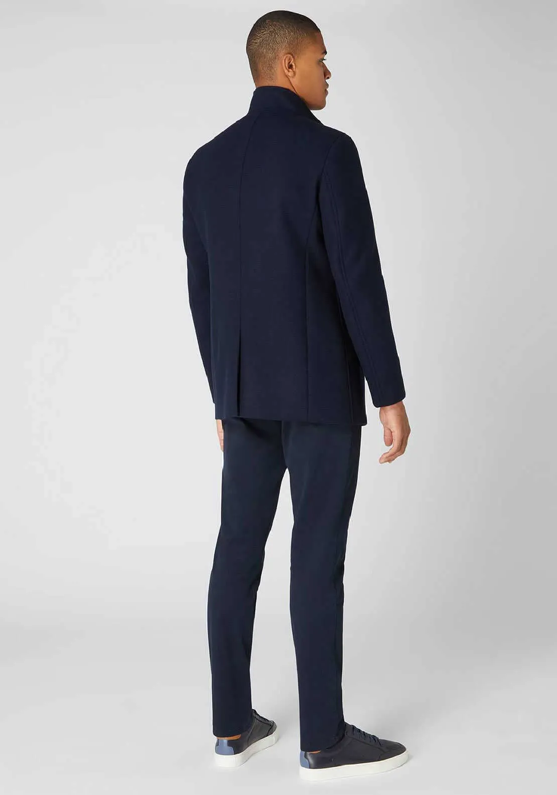 Remus Uomo Jonah Wool Rich Overcoat, Navy