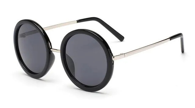 Retro Round Women's Sunglasses with Designer Vintage Frame & Coating Lens