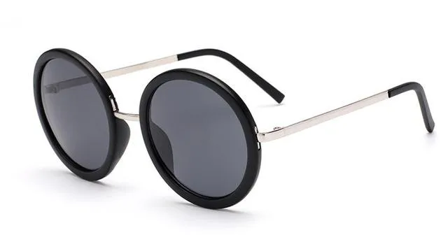 Retro Round Women's Sunglasses with Designer Vintage Frame & Coating Lens