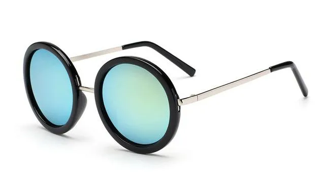 Retro Round Women's Sunglasses with Designer Vintage Frame & Coating Lens