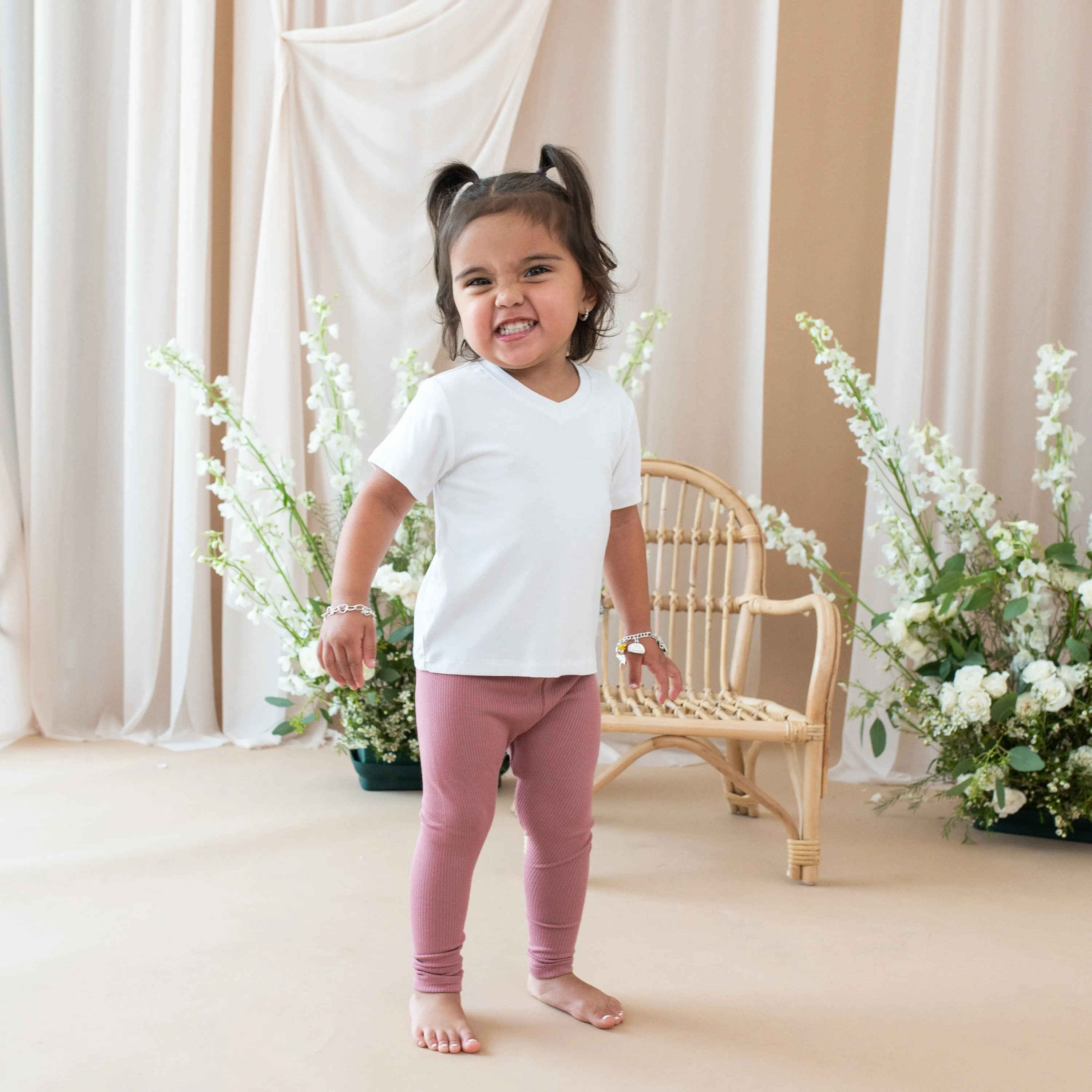 Ribbed Leggings in Dusty Rose