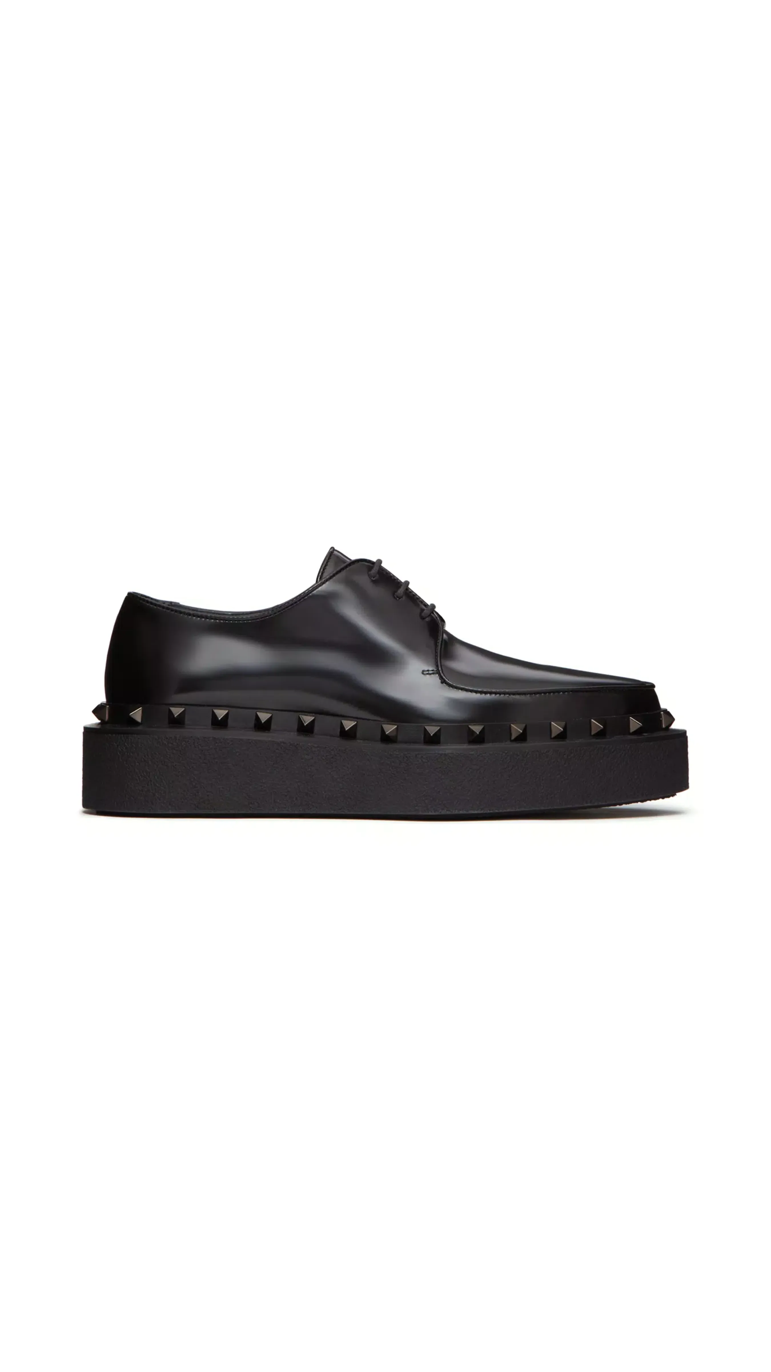 Rockstud M-Way Calfskin Derby with Matching Studs - Black