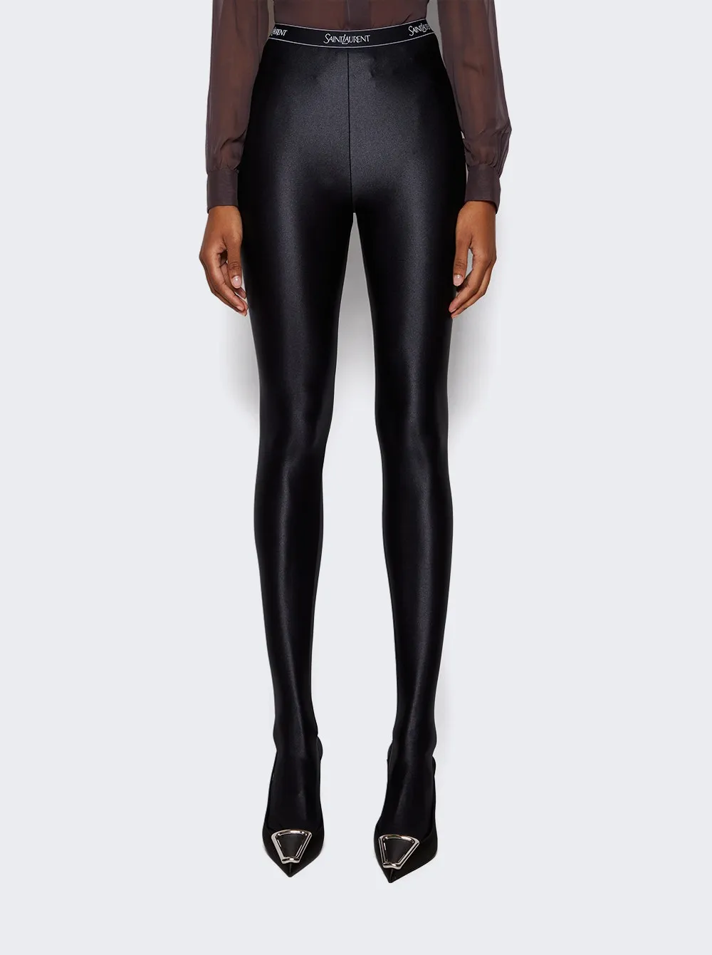 Saint Laurent   Shiny Jersey Tights Black 