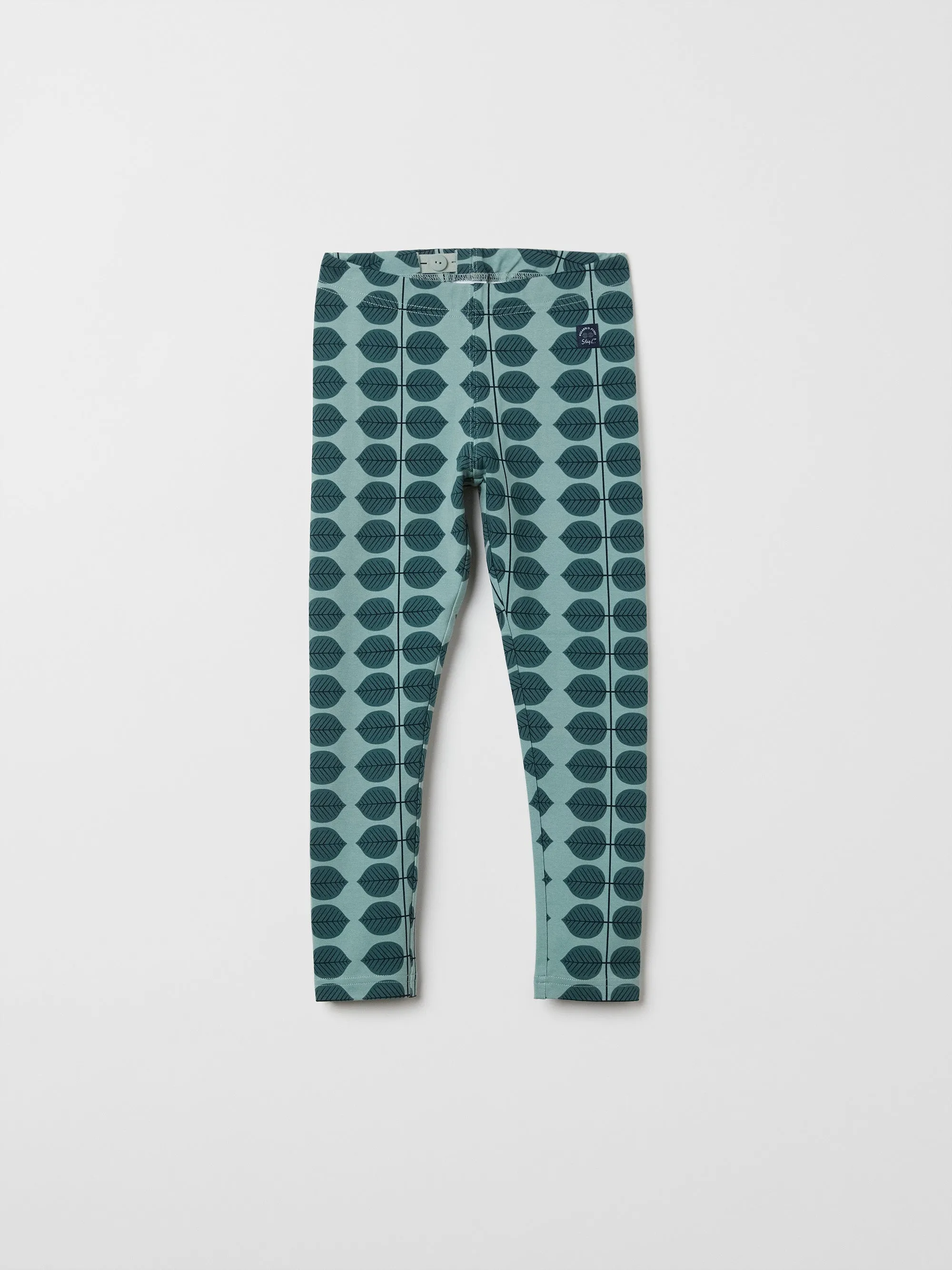 Scandi Leaf Print Kids Leggings