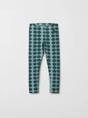 Scandi Leaf Print Kids Leggings