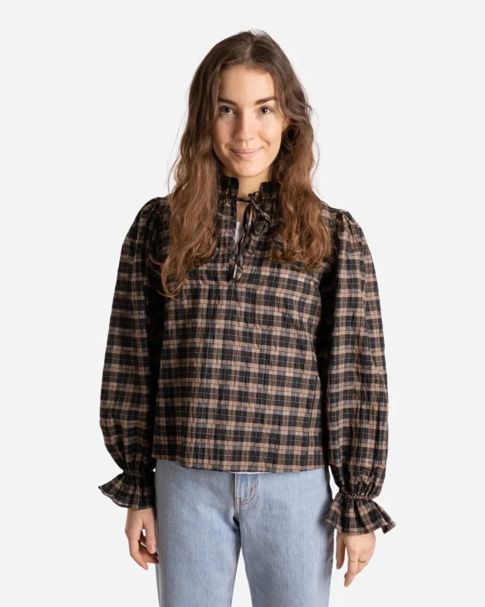 Seersucker Check Blouse - Fossil