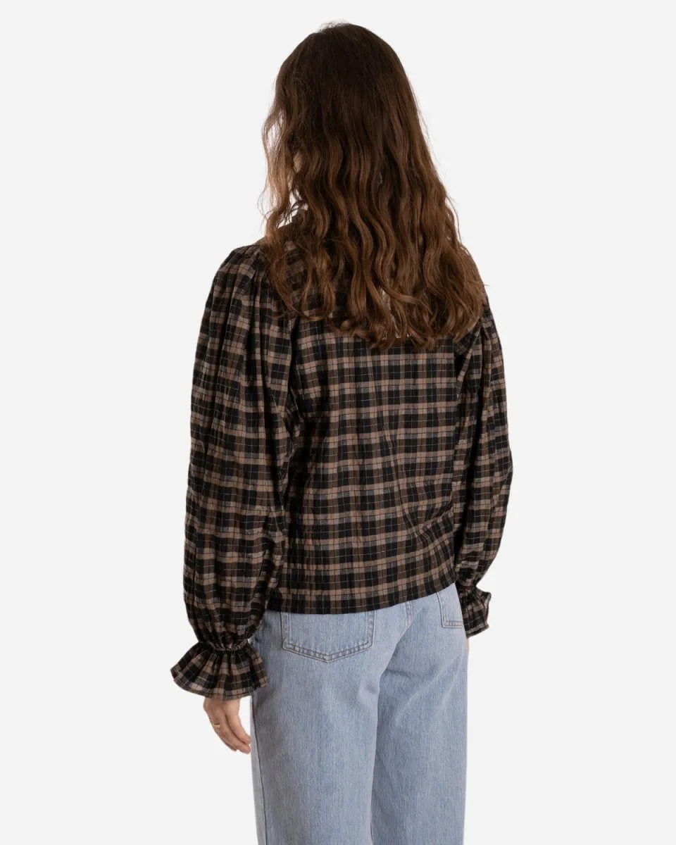 Seersucker Check Blouse - Fossil