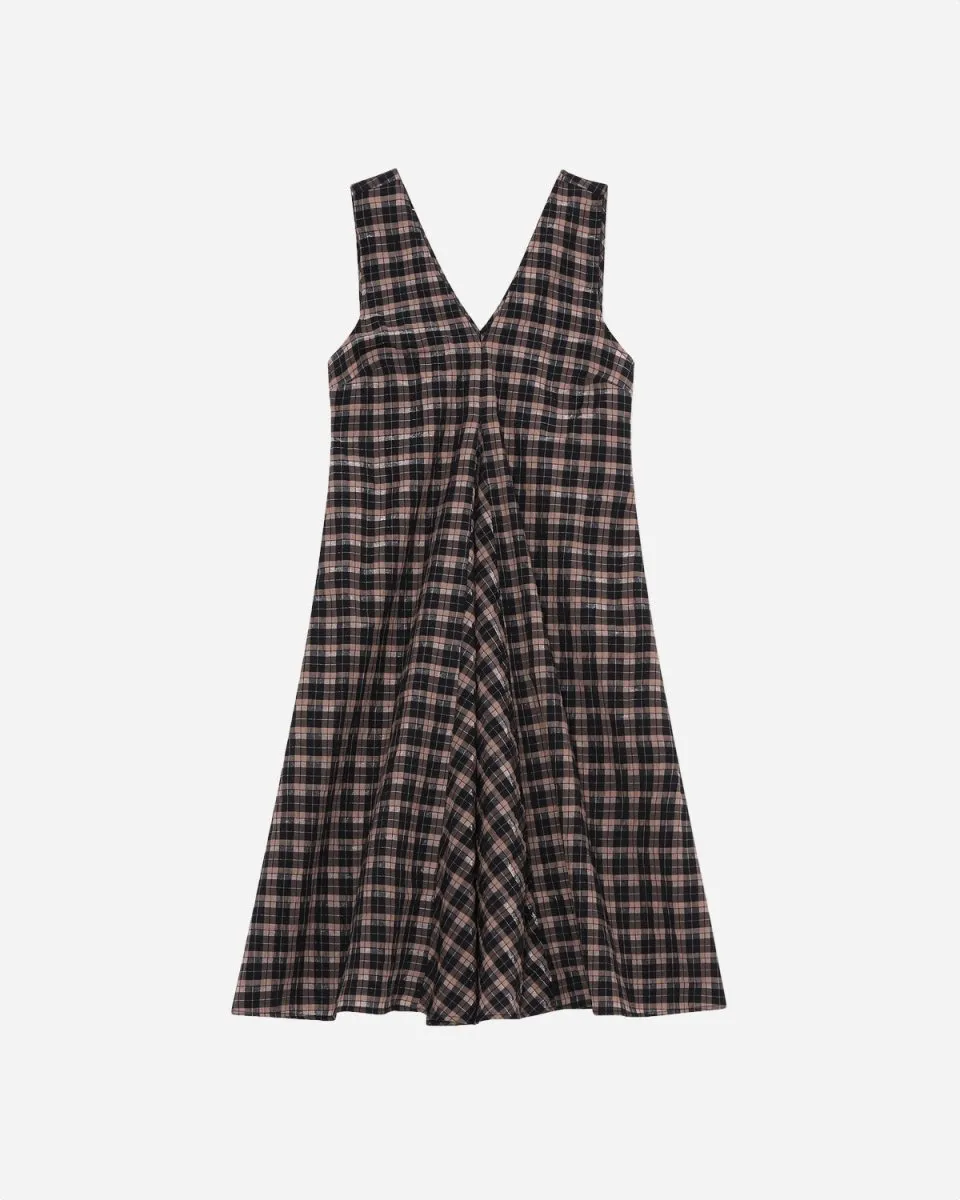 Seersucker Check Midi Dress - Fossil