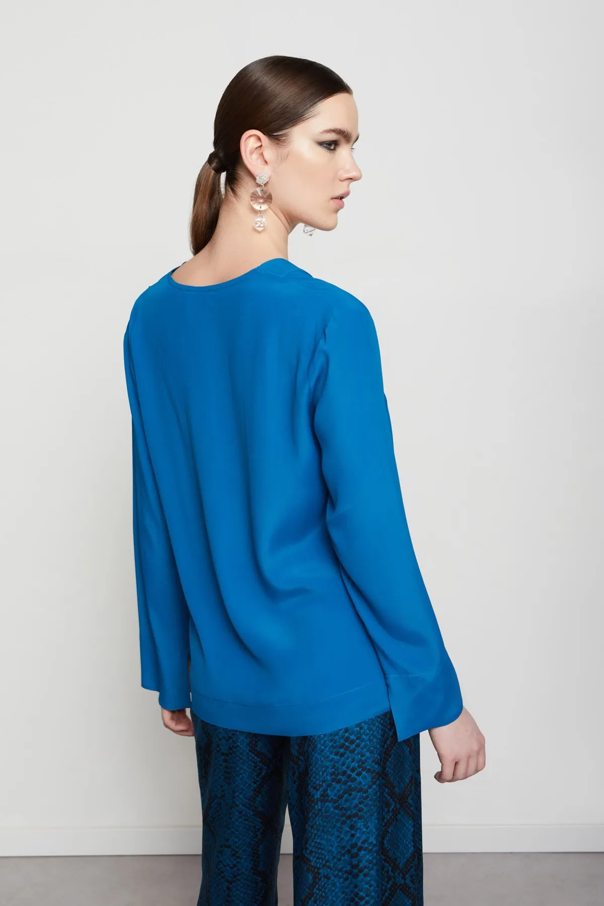 Silk-blend jumper with V-neck