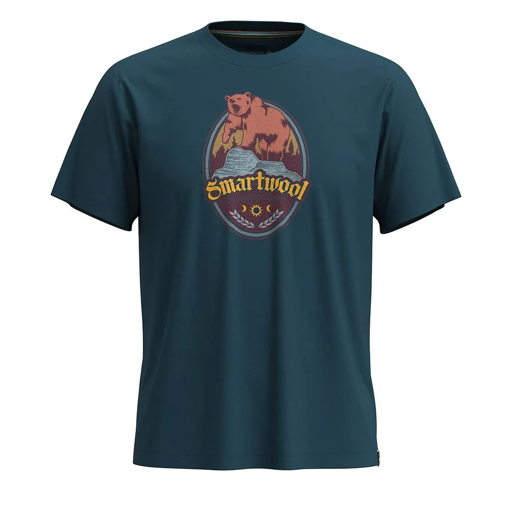 Smartwool Bear Attack Graphic Short Sleeve Tee In Twilight Blue