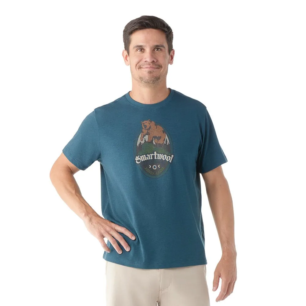 Smartwool Bear Attack Graphic Short Sleeve Tee In Twilight Blue