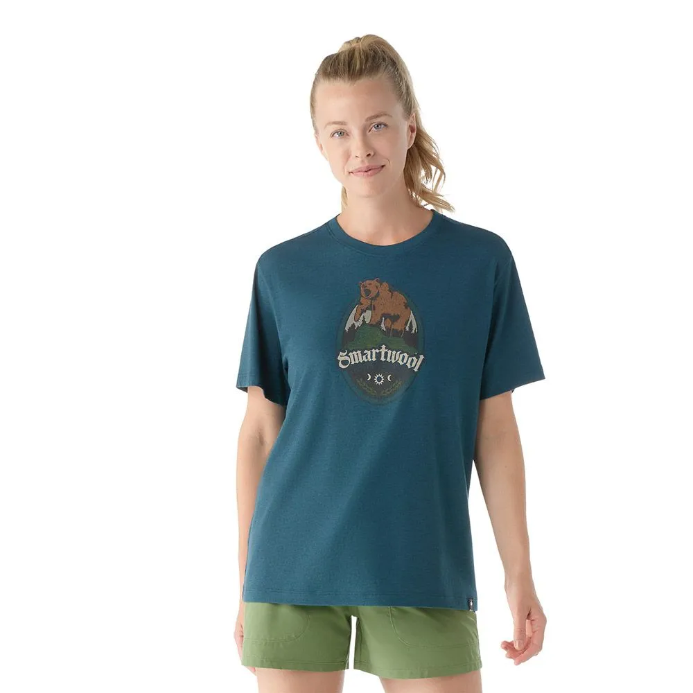 Smartwool Bear Attack Graphic Short Sleeve Tee In Twilight Blue