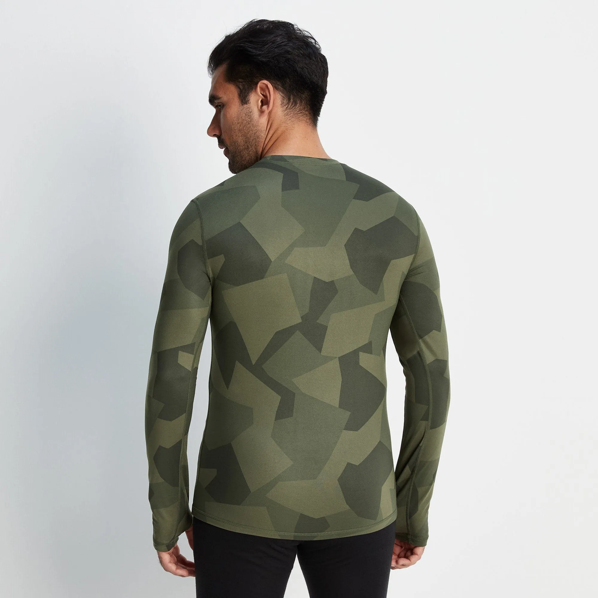 Snowdon Mens Thermal Base Layer Crew Neck - Khaki Camo Print