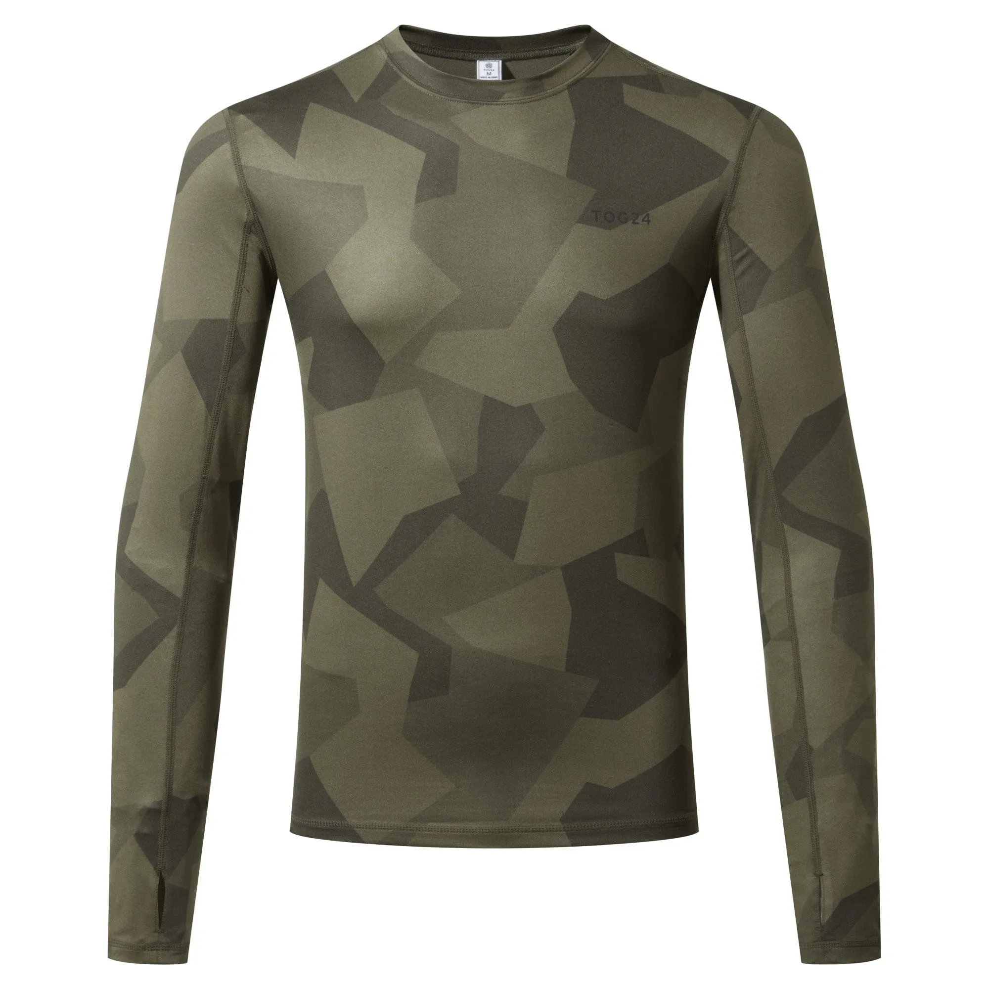 Snowdon Mens Thermal Base Layer Crew Neck - Khaki Camo Print